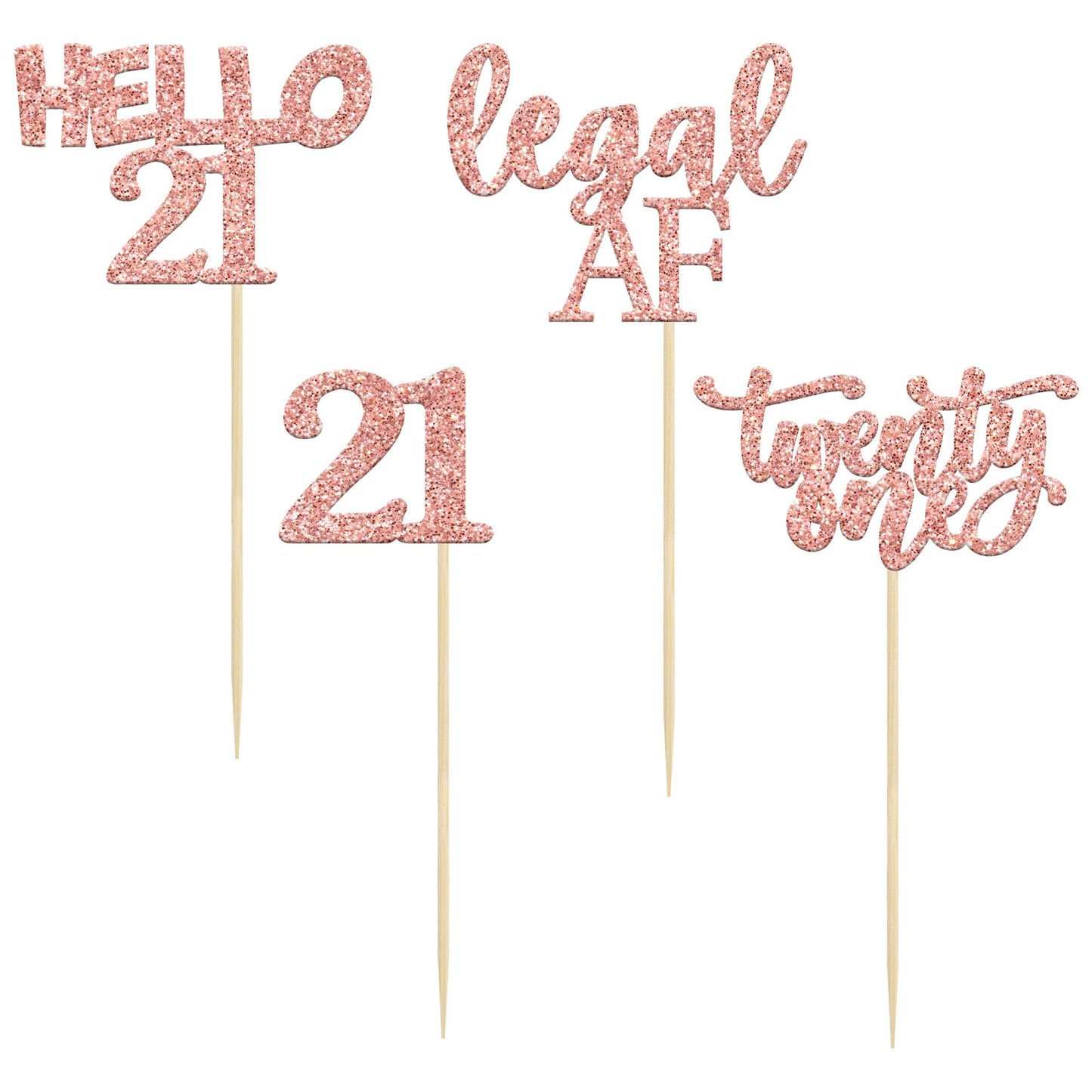 Gyufise 24 Pack 21St Birthday Cupcake Toppers Legal Cake Decorations Rose Gold Hello 21 Twenty One Cupcake Picks For 21St Birthd