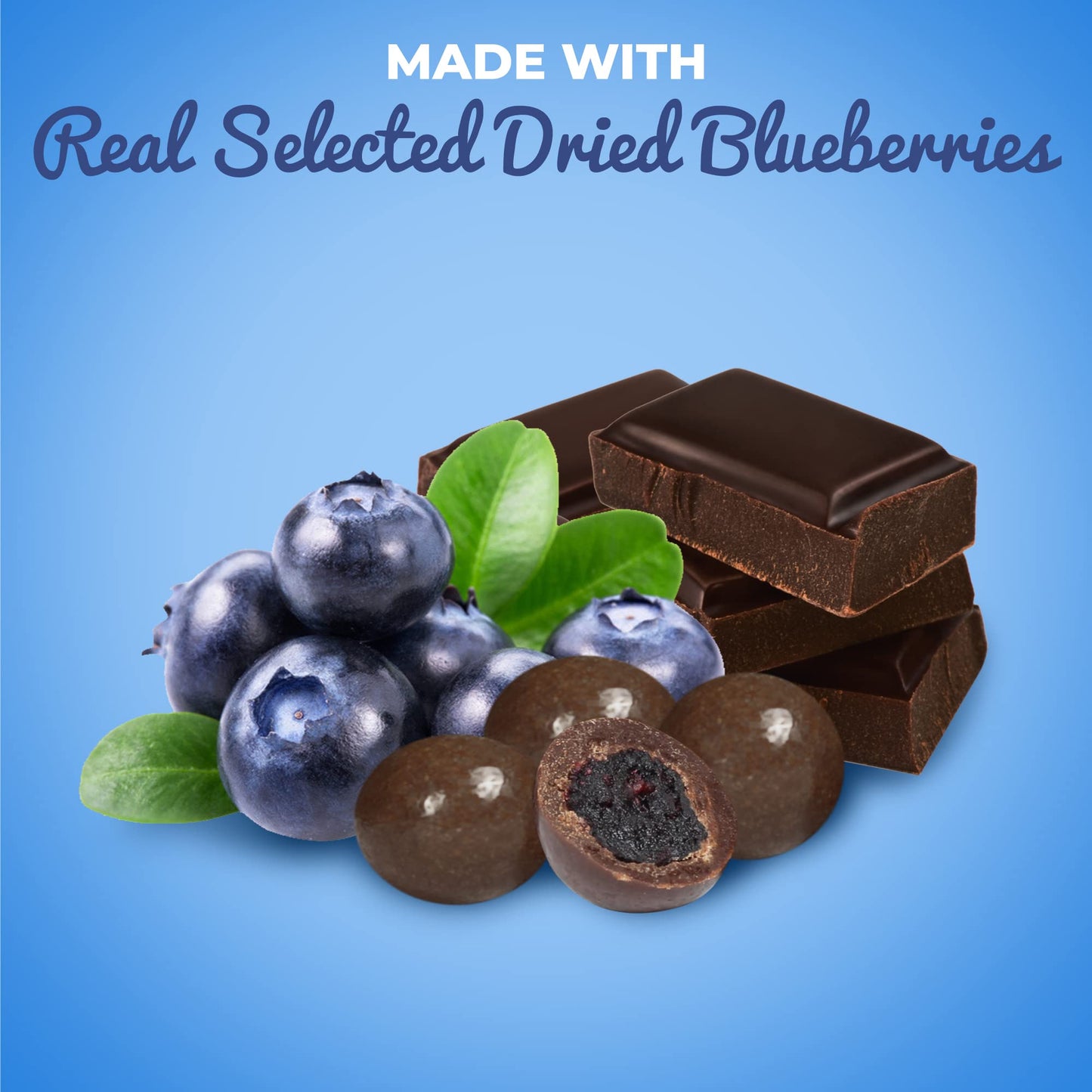 Gourmet Dark Chocolate Blueberries By Its Delish, 1 Lb Bag | Dark Chocolate Covered Fruit With Real Dried Blueberries | Kosher A