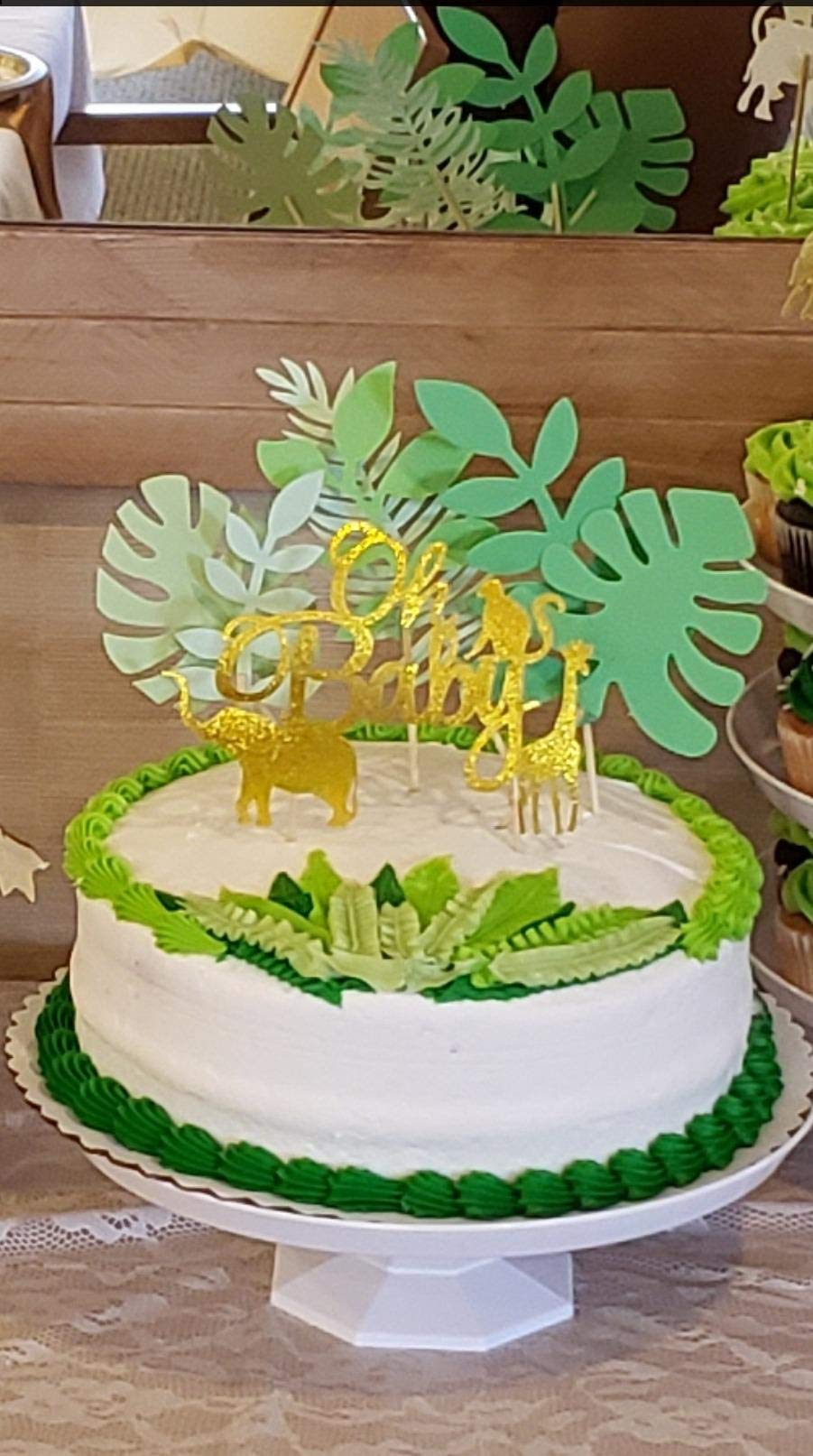 LaVenty Glittery Tropical Leaves Cake Topper Set of 7, Metal, Gold, Wedding Decoration, Model 8541814869