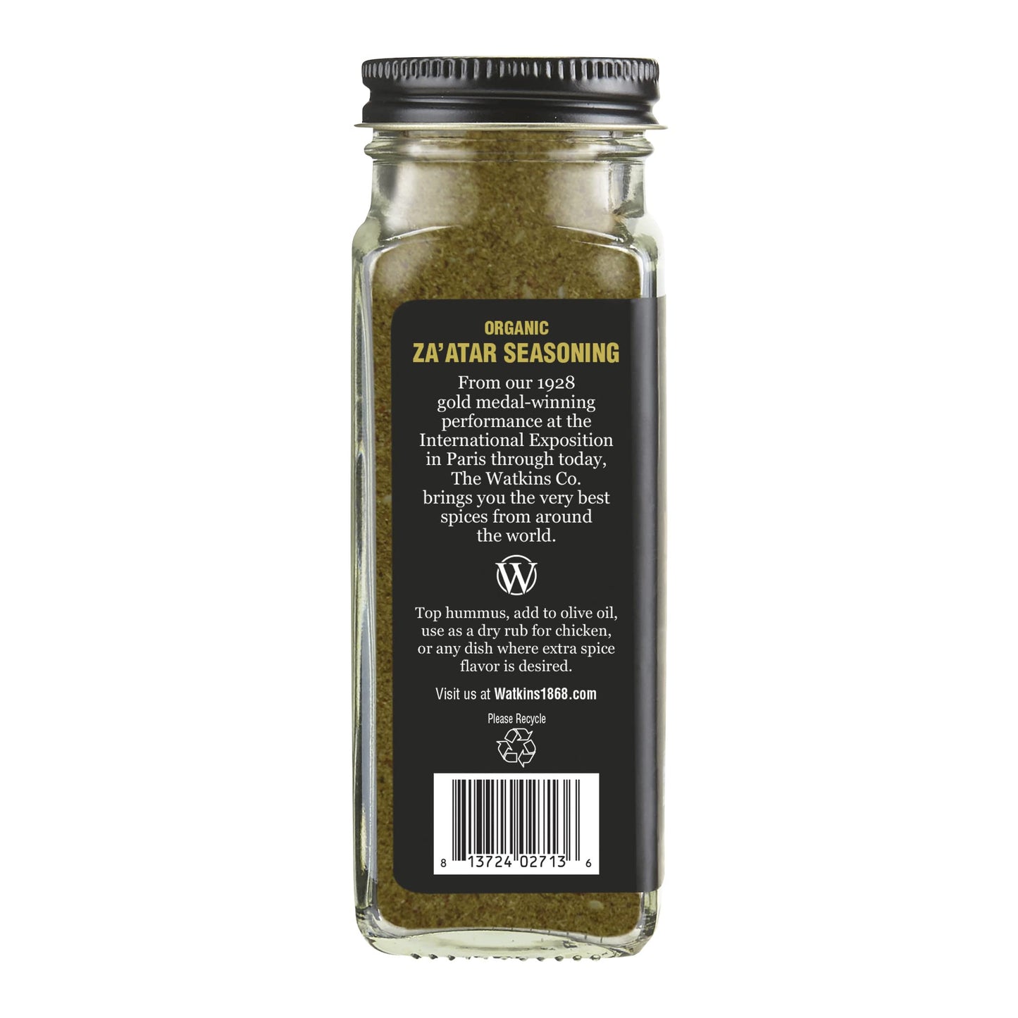 Watkins Organic Za'Atar Seasoning, Spice Mix, 2.6 Oz., 1 Count
