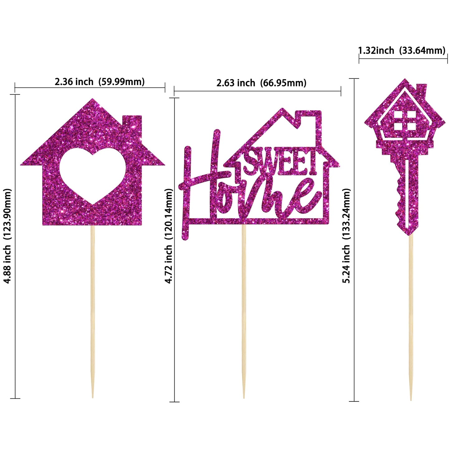 Gyufise Cupcake Toppers 24 Pack - Sweet Home Decorations, Purple, Paper Picks for Housewarming Party