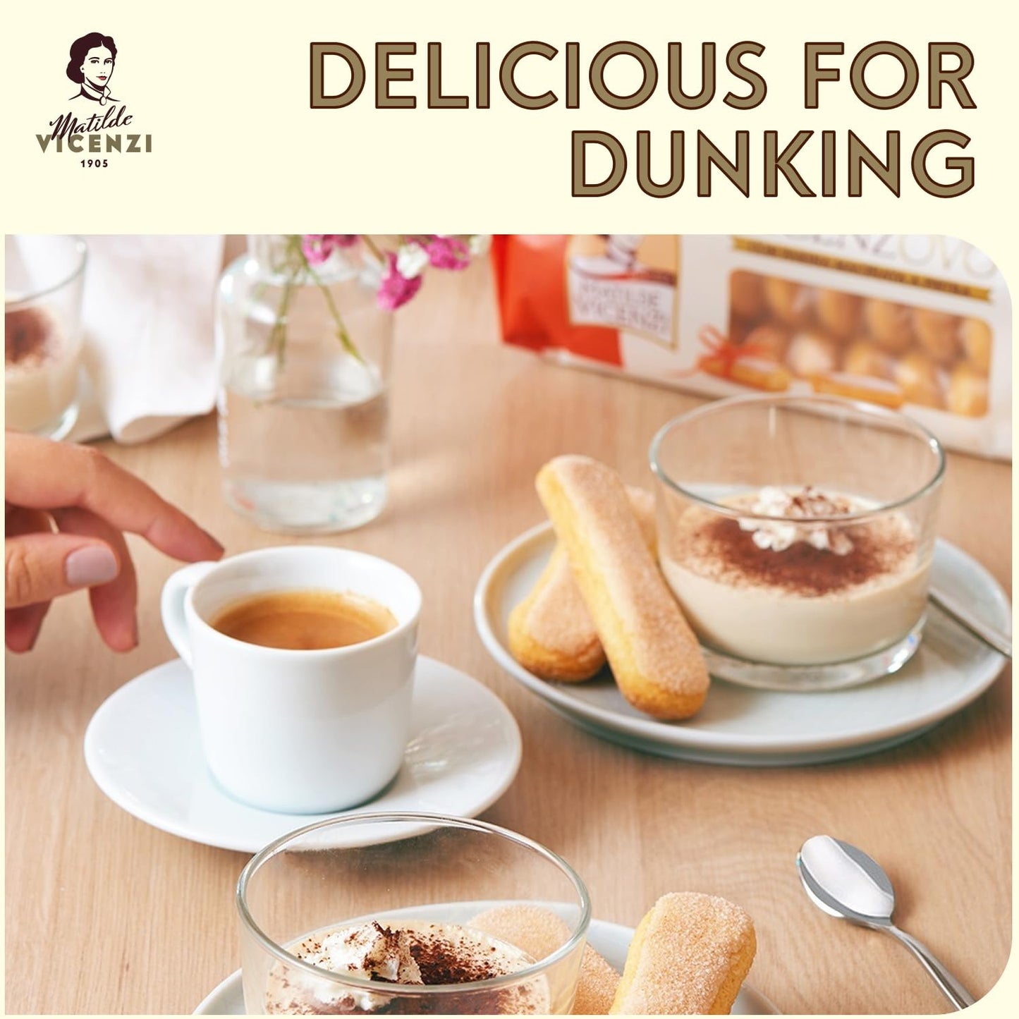 Matilde Vicenzi Vicenzovo Ladyfingers 14.10oz - Classic Italian Biscuits, Ladyfingers Cookies for Tiramisu, Kosher Dairy Cookies