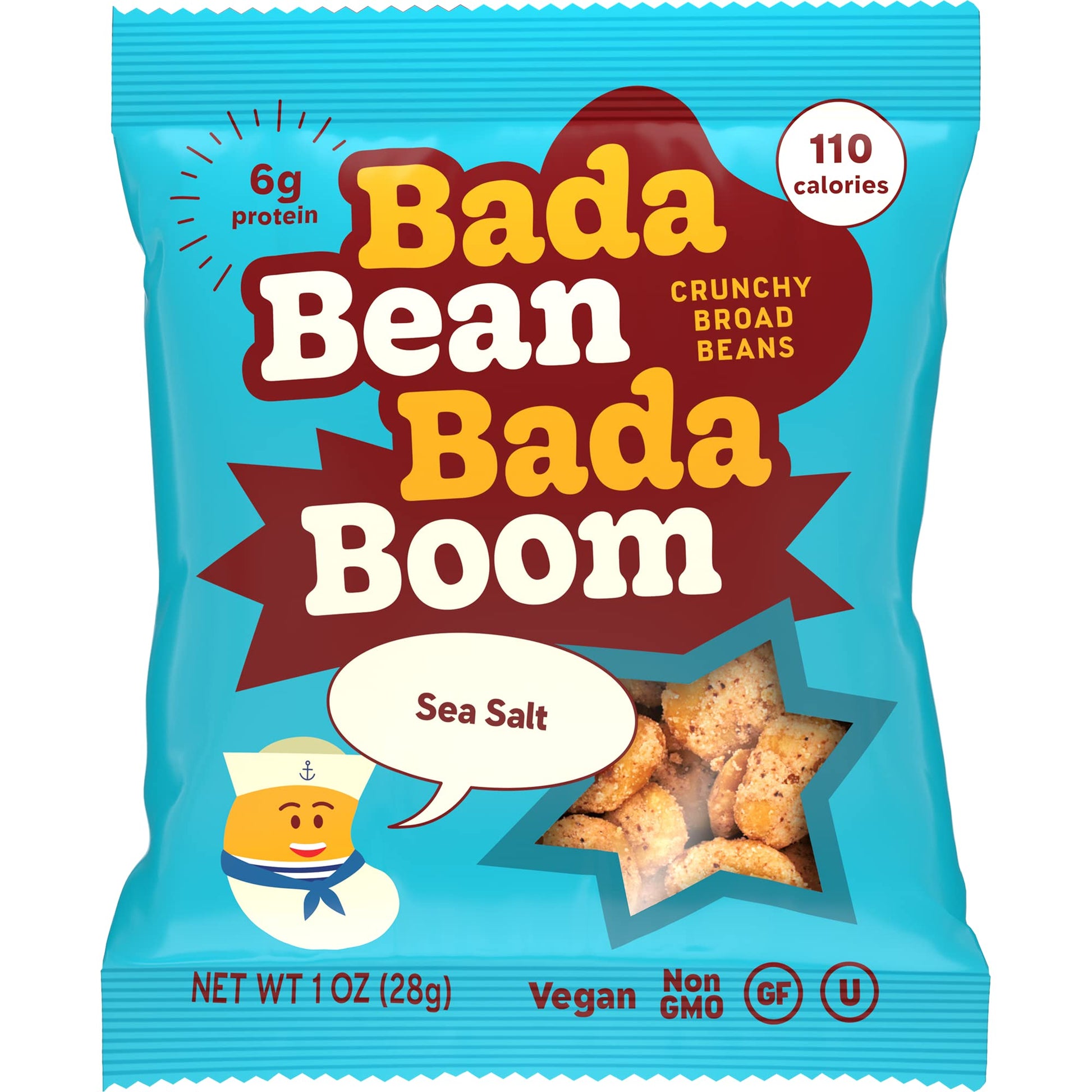 Enlightened Bada Bean Bada Boom Crunchy Roasted Broad Bean Snacks, Vegan, Gluten Free, 1 oz, Pack of 24