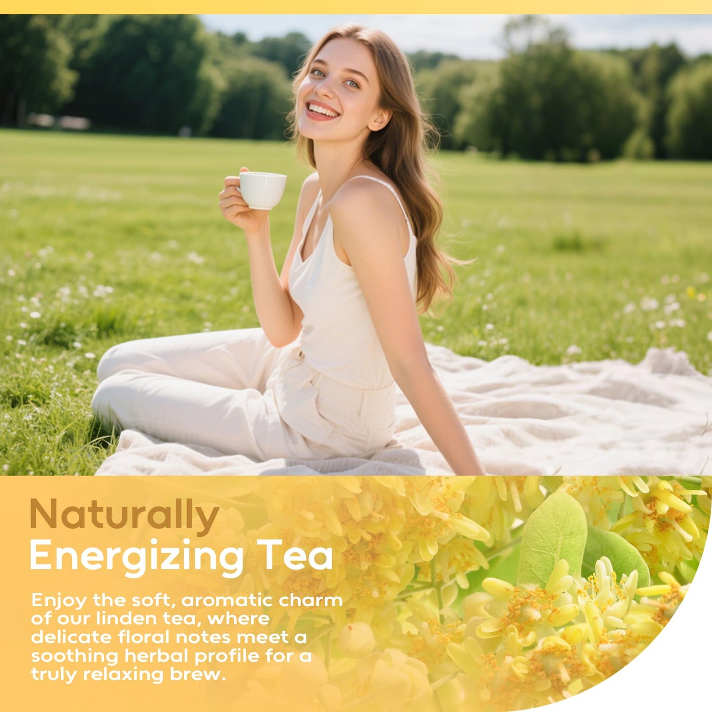 FullChea - Linden Tea  36 Teabags  Linden Leaf and Flower - Natural Tilo Tea - Non-GMO - Caffeine-free - Support Respiratory & Boost Immune System