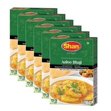 Shan Aloo Bhaji Masala 1.76 oz (50g) - Authentic Spice Mix for Traditional Indian Spicy Potato Curry - Airtight Bag in Box - Per