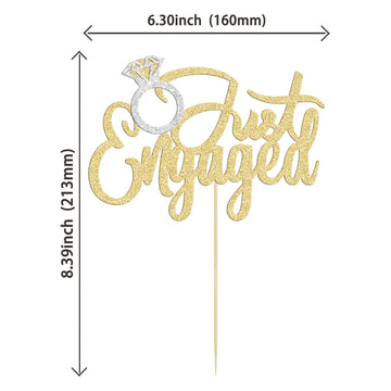 Gyufise 1 Pack Just Engaged Cake Topper Glitter We'Re Engaged Cake Pick Engagement Party Decorations Bridal Engagement Wedding C