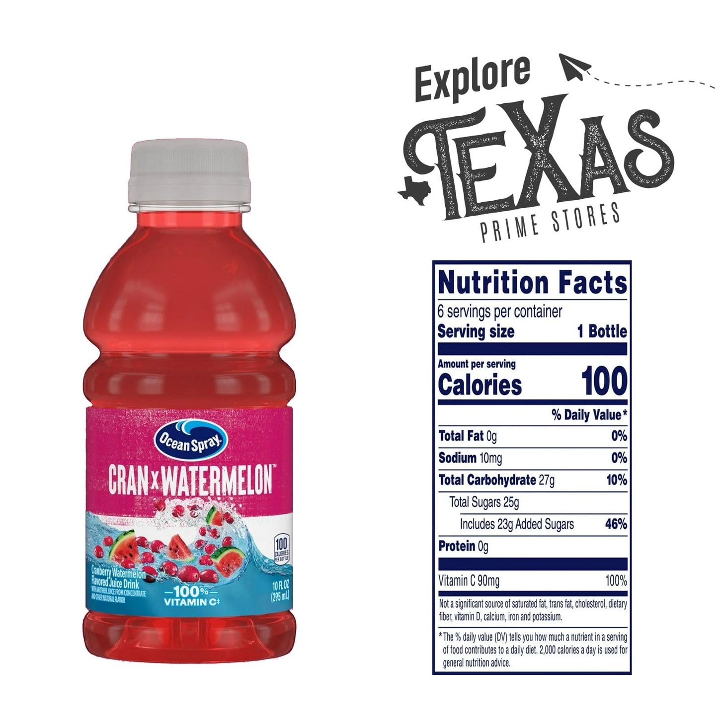 Ocean Spray 24-Pack Of Cran Watermelon Juice Drink 10 Fl Oz On-The-Go Plastic Bottle + 1 Utility Freebie By Unique Outlet
