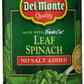 Del Monte No Salt Added Leaf Spinach 13.5 oz Cans (Pack of 6)