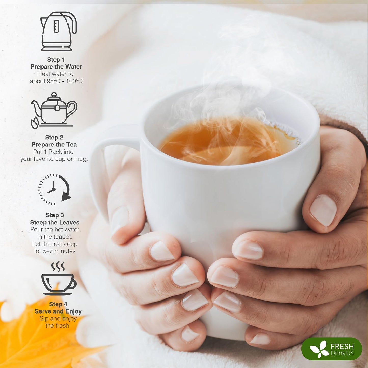 FreshDrinkUS  enhanced 30 Tea Bags Glucose Functional Tea - Herbal Blend with Gymnema  Cinnamon  Bitter Melon  Tulsi & More -- Caffeine-Free. Sugar-Free. Gluten-Free. Vegan