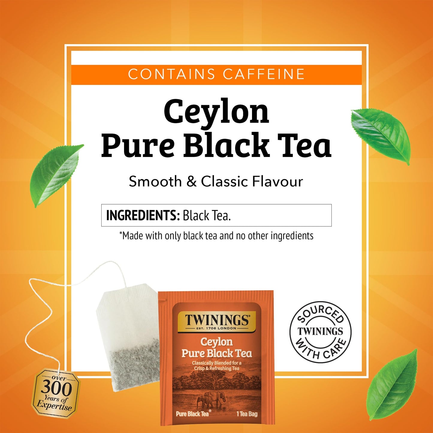 Twinings Ceylon Pure Black Tea Individually Wrapped Bags, 20 Count (Pack of 6), formerly Ceylon Orange Pekoe, Crisp, Refreshing,
