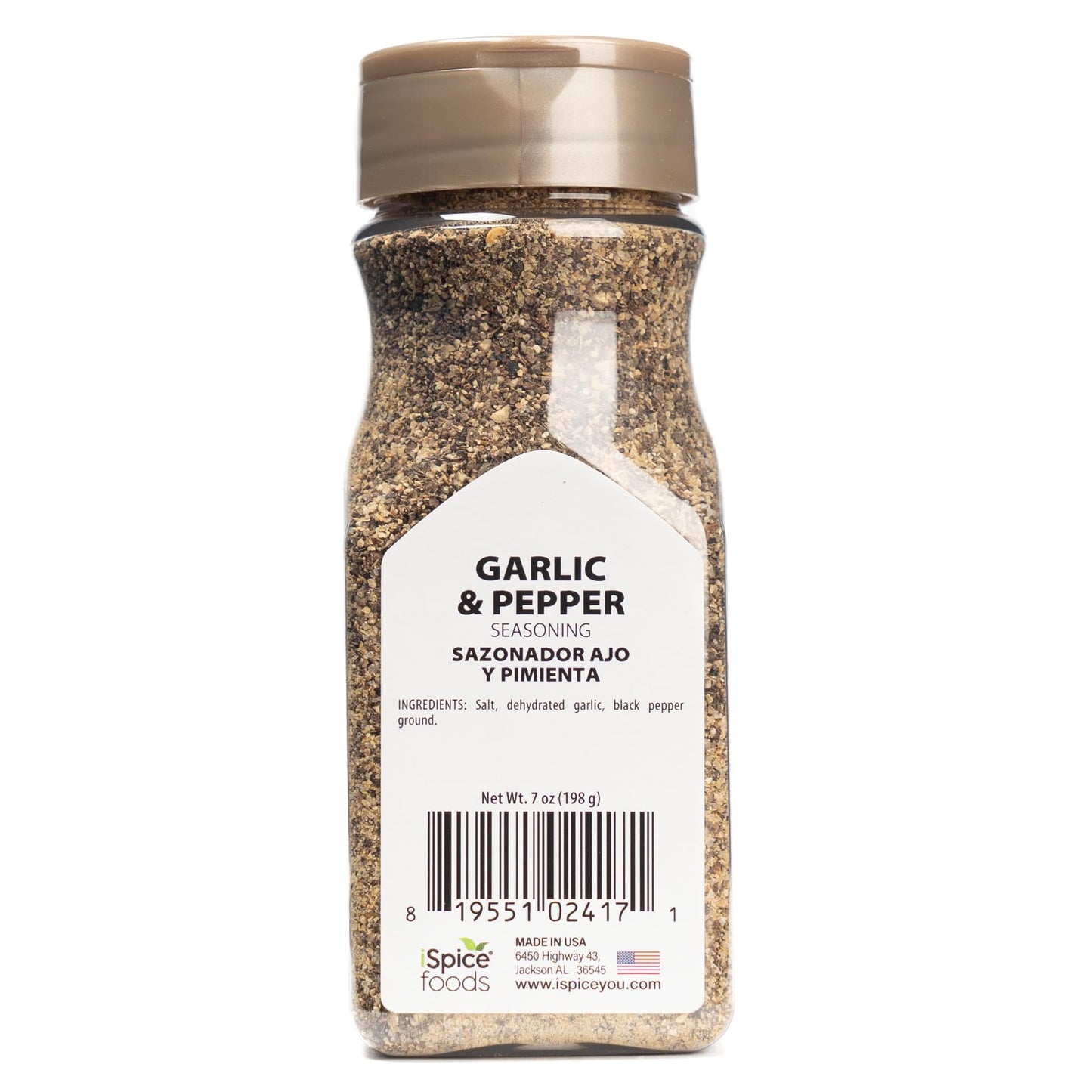 Ispice Garlic Pepper Spices And Seasonings For Cooking, Garlic Pepper Seasonings, 7 Ounce Garlic Herb Seasoning Black Pepper Gar