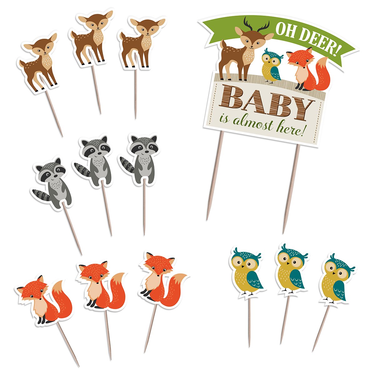 Lillian Rose Woodland Baby Shower Cake Toppers (24Bs230 Ct)