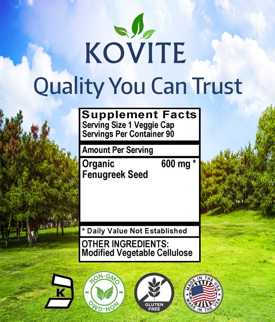 Kovite Fenugreek compact pieces - 90 Vegetarian compact pieces - 600 mg Organic Fenugreek Seed Powder