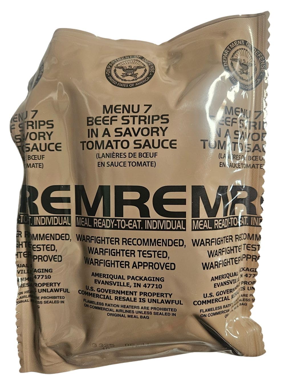 EPIDEMIC PROOF Genuine USGI MRE Meal Ready to Eat Beef Strips 24 oz Inspection Date 01/2026 or Newer New Packaging