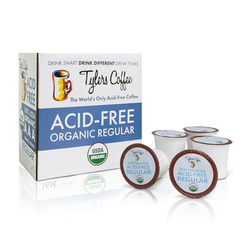 TYLERS COFFEE Acid-Free Regular Medium Roast Arabica K-Cups Coffee Pods - Natural, Organic Blend for Common GI Issues and Gentle