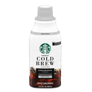 Starbucks Cold Brew Coffee Concentrate, Sweetened Signature Black, 100% Arabica, Multi-Serve Bottle (32 Fl Oz)