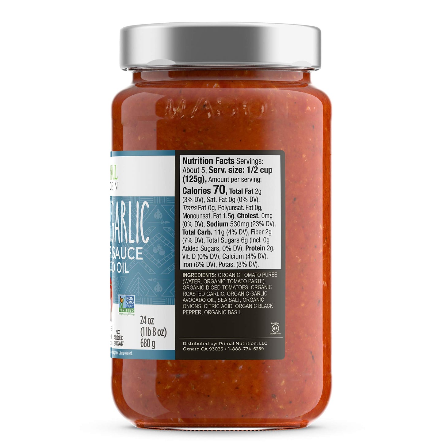 Primal Kitchen Tomato Pasta Sauce 2-Pack, No Added Sugar, Includes 1 Tomato Basil And 1 Roasted Garlic Marinara Sauce