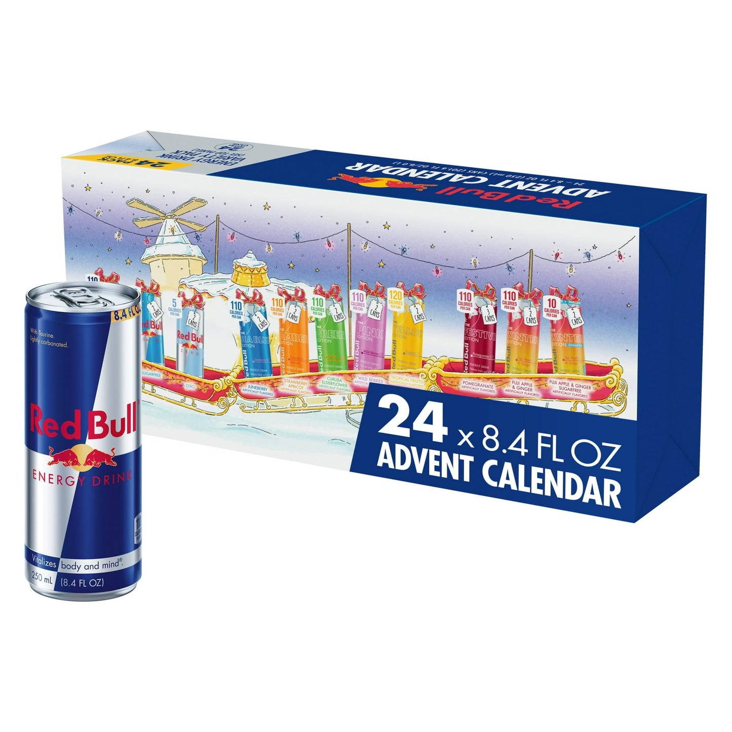 Red Bull Energy Drink Variety 2025 Advent Calendar Pack  with 80mg Caffeine  Taurine & B Vitamins  8.4 fl. oz. - 24 Cans