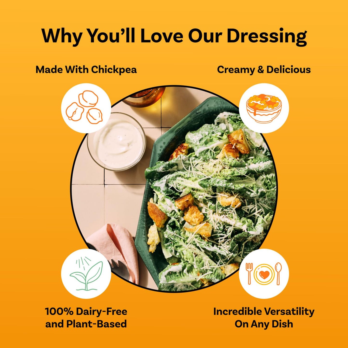 Daiya Dairy Free Creamy Caesar Salad Dressing, Gluten Free Plant Based Condiment, Vegan Dipping Sauce, 8.36 Oz (Pack Of 6)