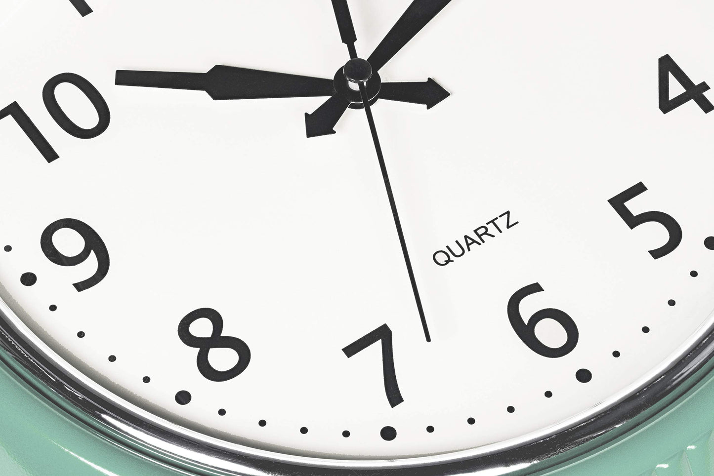 Bernhard Products Retro Wall Clock 12 Inch Seafoam Green Kitchen 50S Vintage Design Round Silent Non Ticking Battery Operated Qu