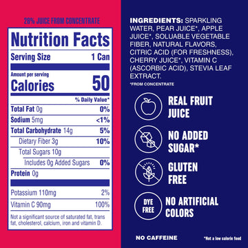 PLEZi FiZZ Cherry Limeade, Sparkling Juice Drink with Real Fruit Juice - No Added Sugar, Soda Soft Drinks Alternative - Low Suga