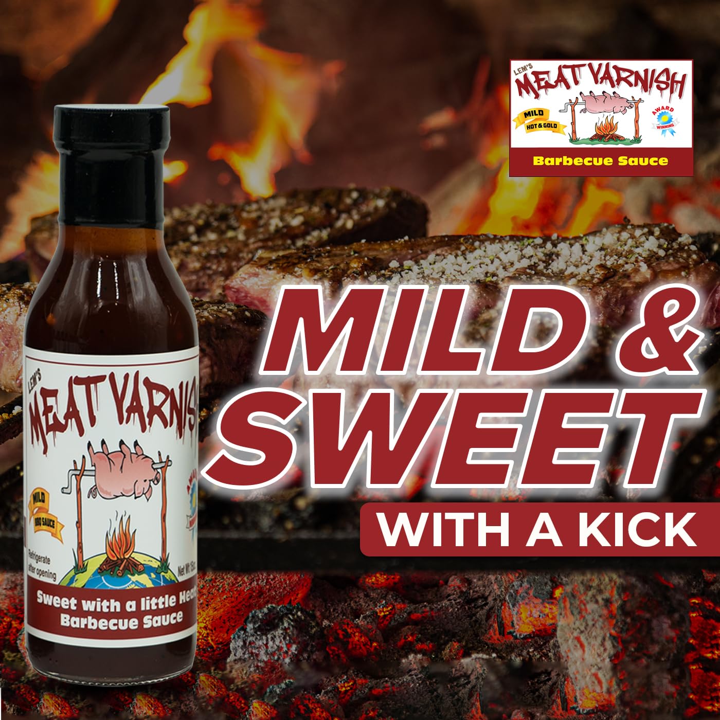 Lems Meat Varnish BBQ Sauce – Gluten Free, 15 oz Bottle, Mild, Perfect for Ribs, Chicken, Pork, Grilling and smoky aroma