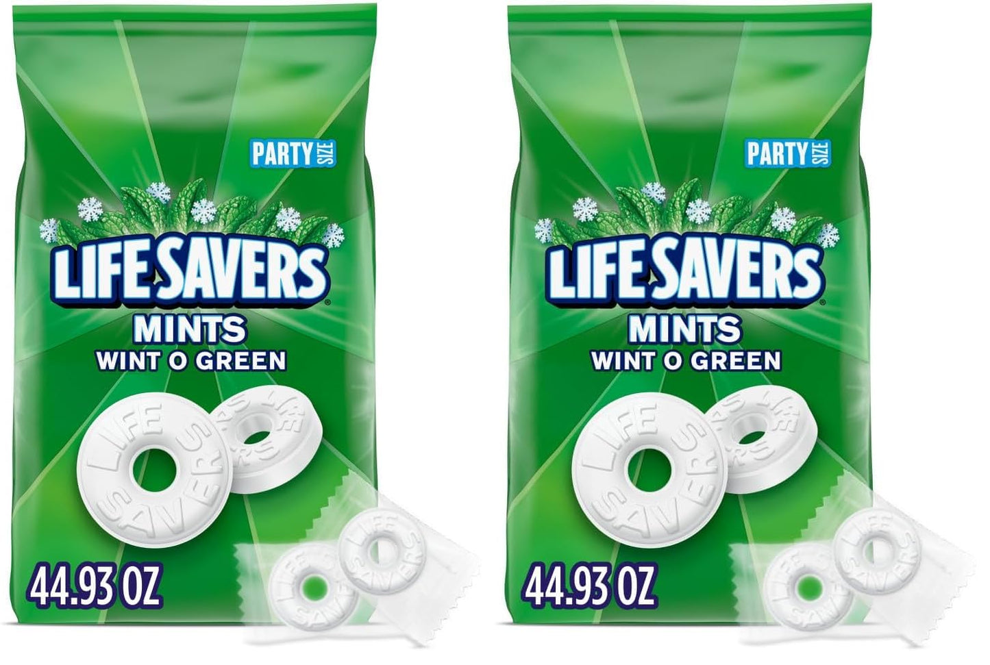 LIFE SAVERS Mints, Bulk Hard Candy Wint-O-Green Breath Mints, 44.93 oz Party Size (Pack of 2)