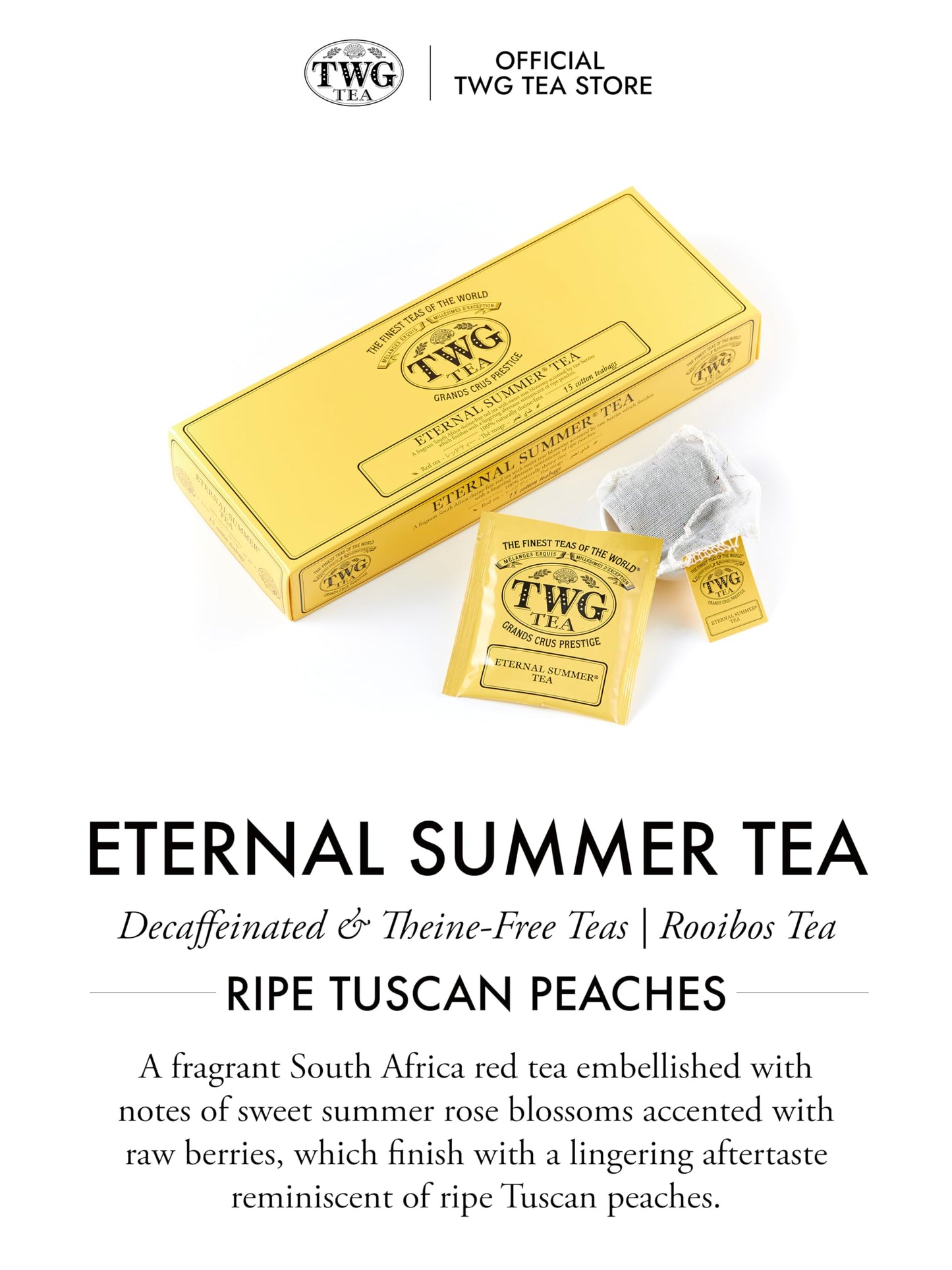 Twg Tea | Eternal Summer Tea | Rooibos Tea | Flowers & Redcurrant | 15 Hand Sewn Cotton Tea Bags | Gift Set
