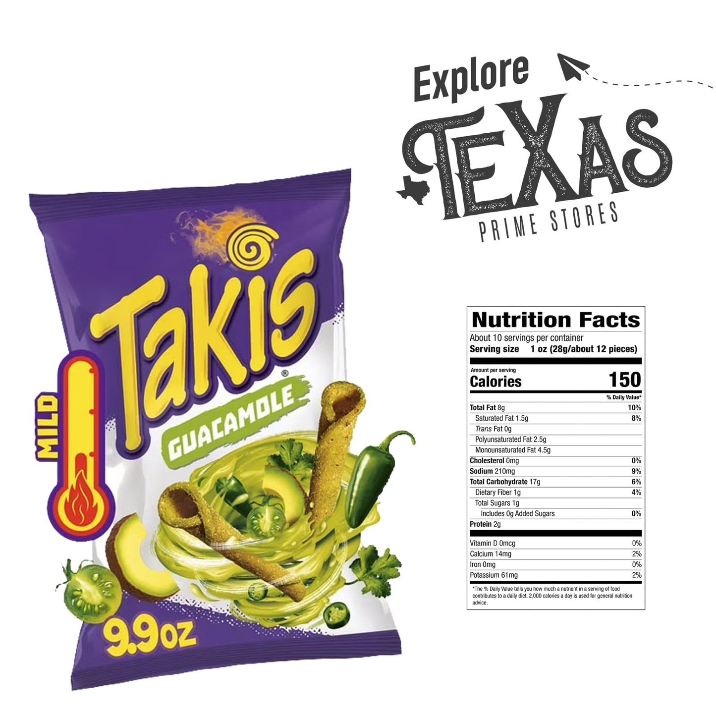 Takis Guacamole Essentials Bundle - 4-Pack Hot Chili Pepper Rolled Tortilla Chips, 9.9 oz Bags, 2.25 oz Each