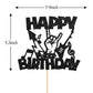 Monmon & Craft Rock Music Happy Birthday Cake Topper/Rock'N'Roll Theme/Musical Entertainment Birthday Party Decorations - Black