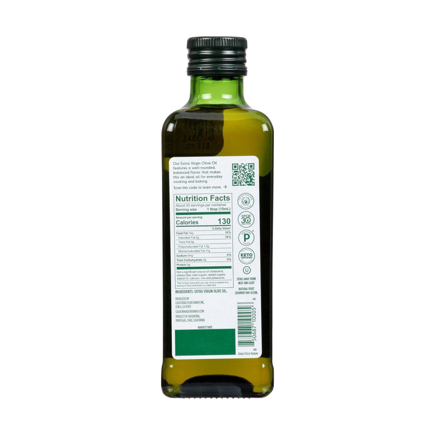 California Olive Ranch, Global Blend Medium Extra Virgin Olive Oil, 500 mL