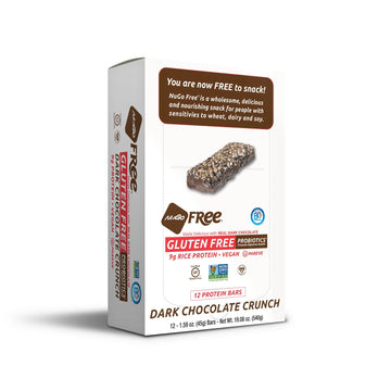 Nugo Free Dark Vegan 9G Rice Protein Bar, Probiotics, Gluten Free, Soy Free, Dark Chocolate Crunch, 1.59-Ounce Bars (Pack Of 12)