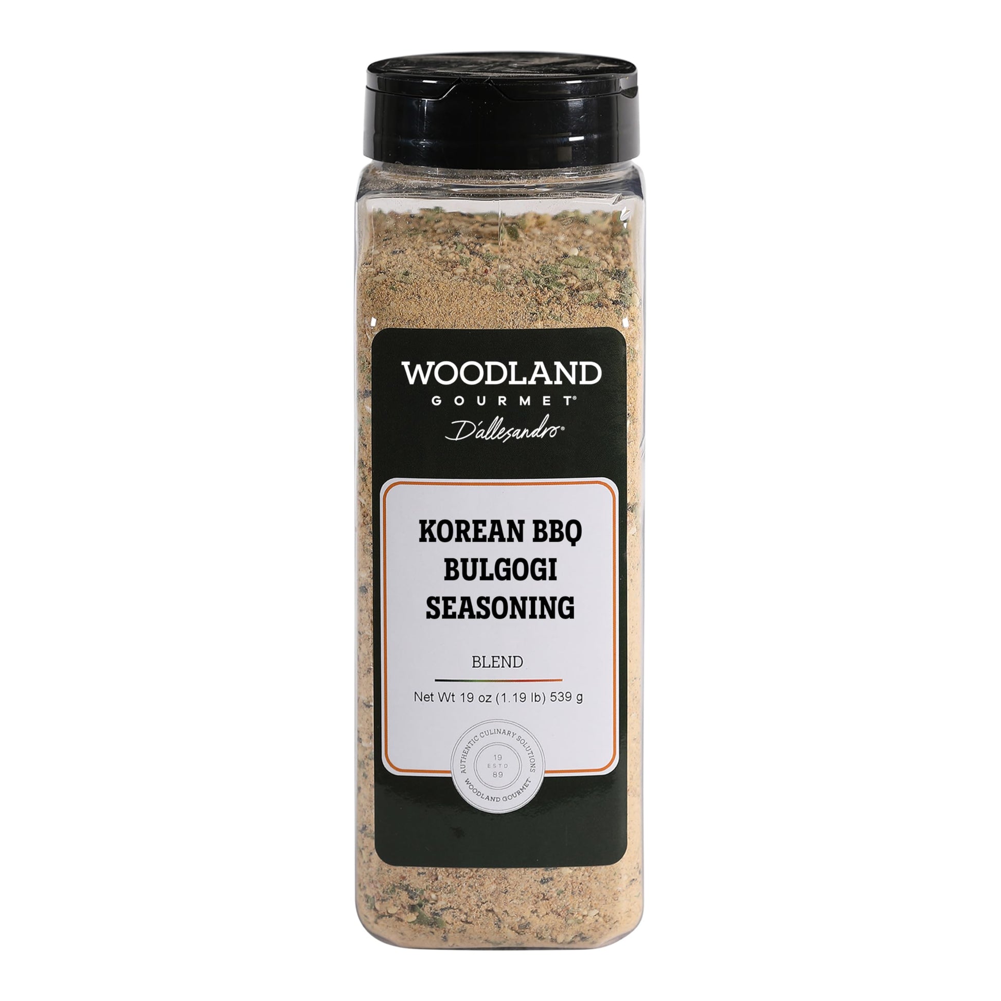 Korean BBQ Bulgogi Seasoning, 19 oz, Savory-Sweet Korean Barbecue Marinade & Dry Rub with Soy, Garlic, Ginger & Sesame, by Woodl