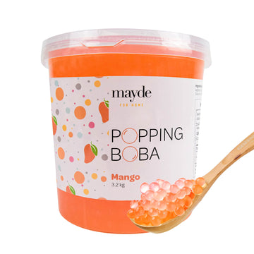 Mayde Popping Boba Pearls for Drinks, Desserts, & Breakfast Bowls (Mango Flavor, 7 Pounds)