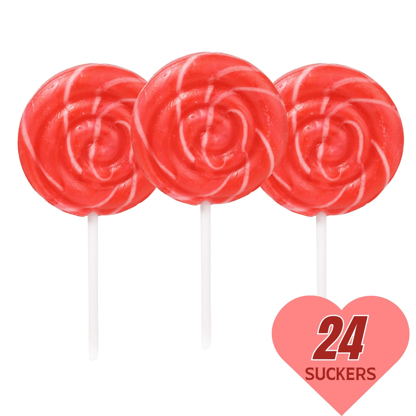 Individually Wrapped Red Swirl Lollipops, Strawberry Flavored, 24 Pieces