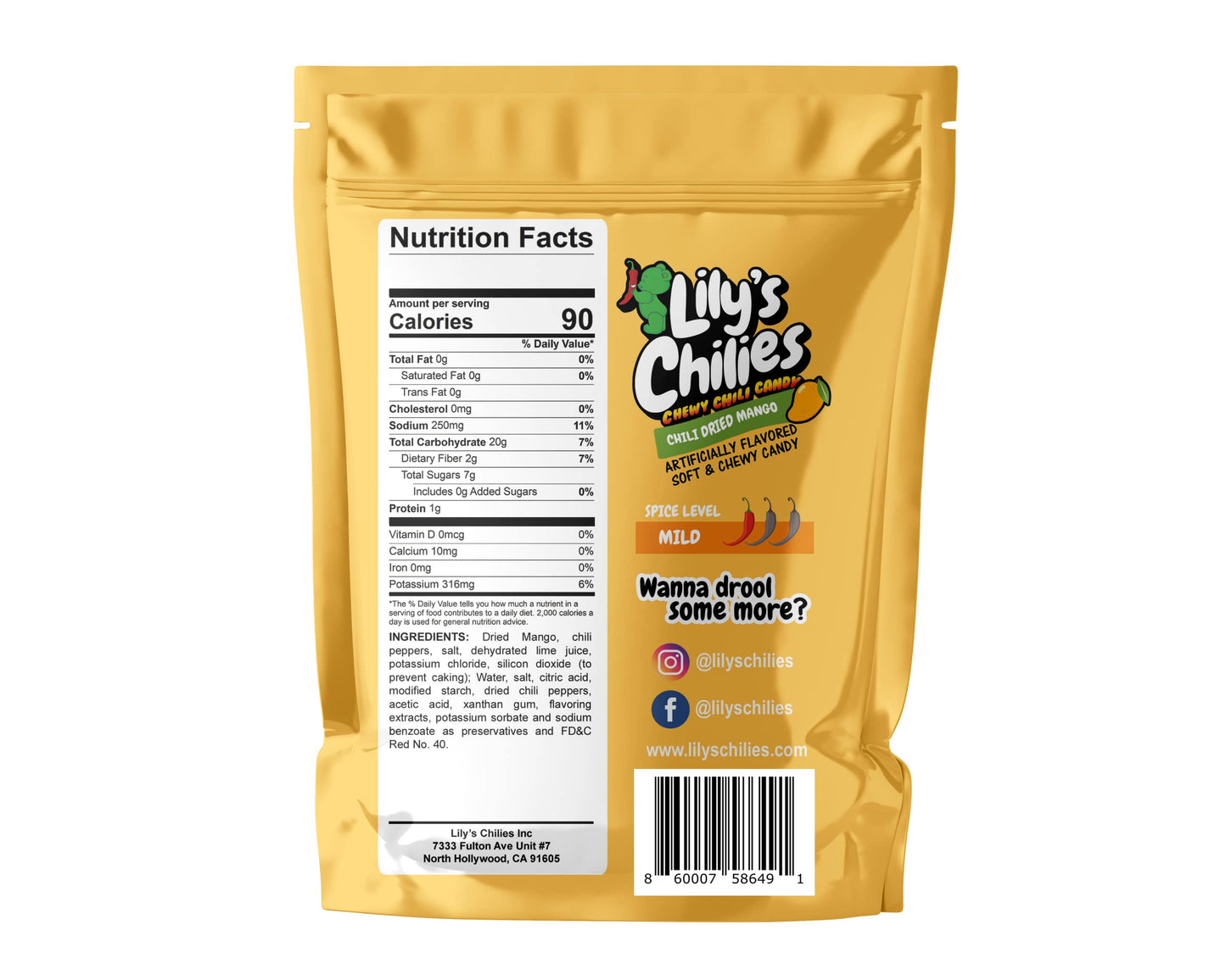 Lilys Chilies, Sour And Chili Chewy Candy (Chili Dried Mango)