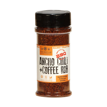 The Spice Lab Ancho Chili Powder and Coffee Rub Seasoning Blend - Award Winning Sweet Heat with a Hint of Coffee - 6.1 oz Shaker