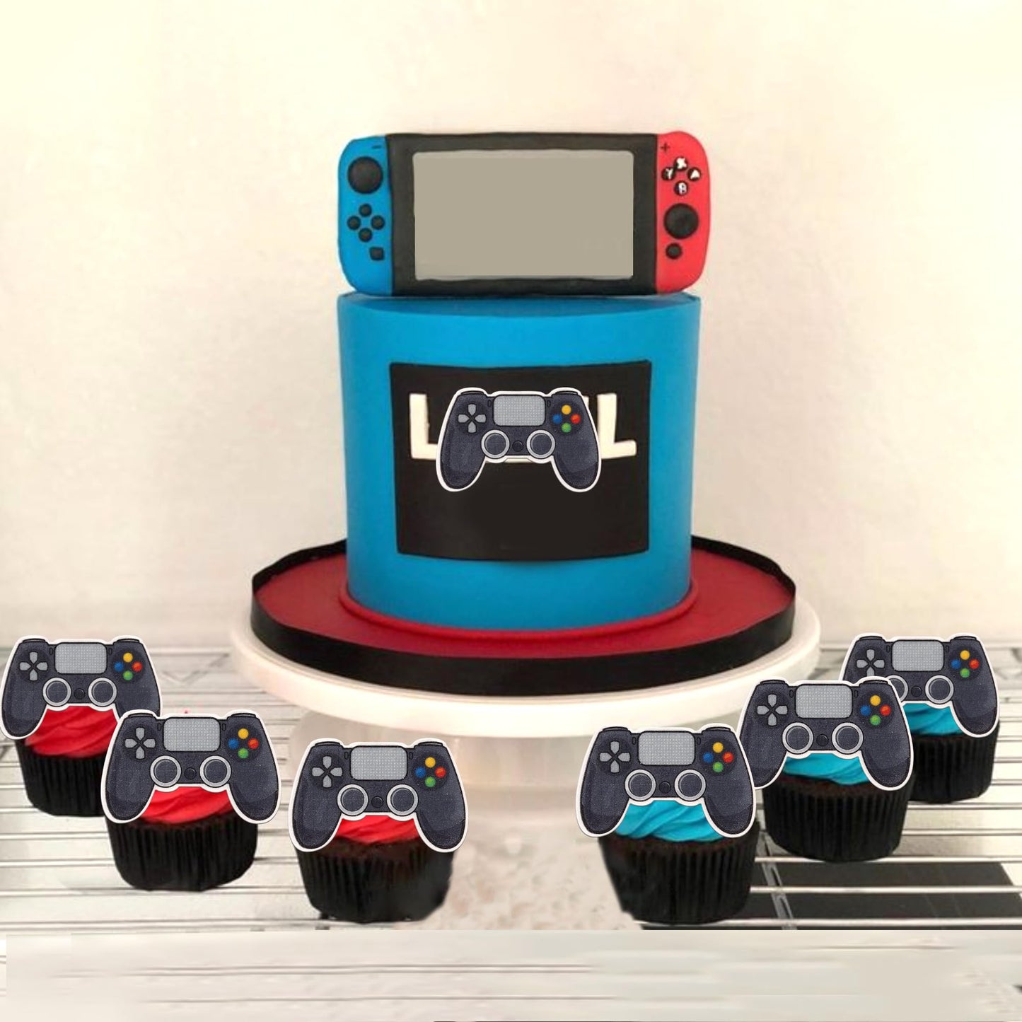 ZHUOWEISM Edible Cupcake Toppers, 60 PCS Video Game Controllers, Design 3 for Kids Birthday Party Supplies