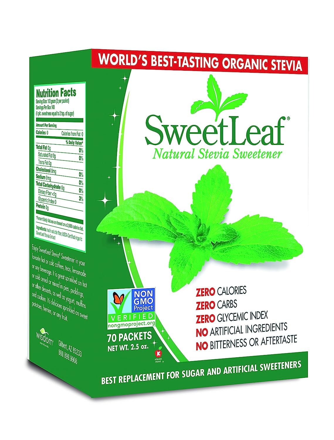 SweetLeaf Stevia Powder Packets - Zero Calorie Sweetener, Sugar Free, Keto Friendly - 35 Count (Pack of 2)