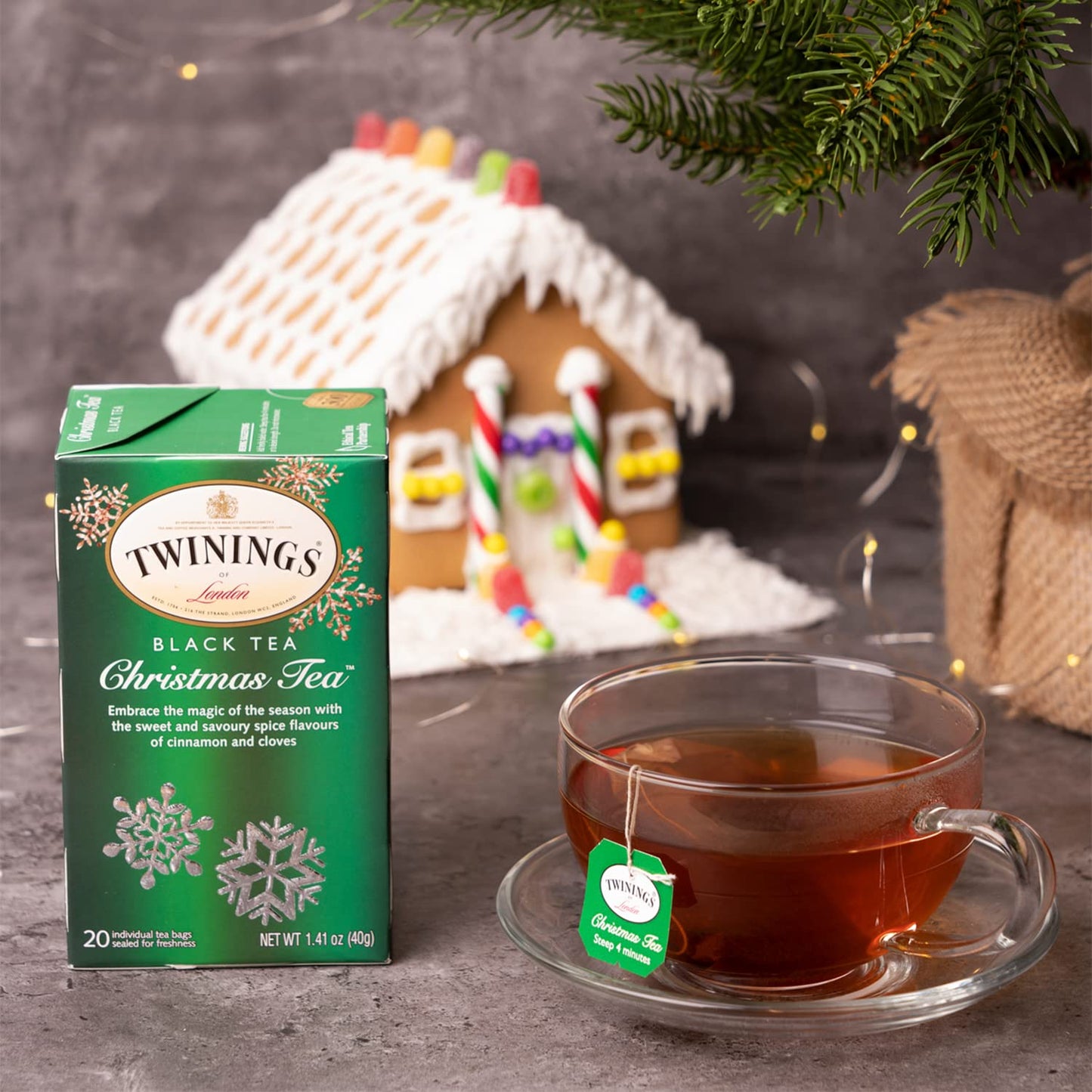 Twinings Christmas Tea - Black Tea Blended With Spicy And Aromatic Clove And Cinnamon, Tea Bags Individually Wrapped, 20 Count E