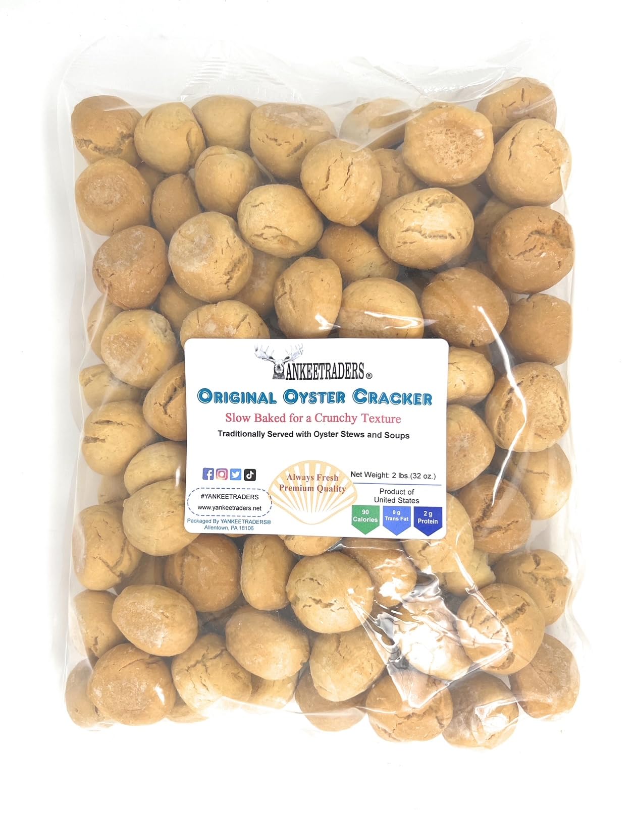 YANKEETRADERS Jumbo Oyster Crackers, 2 Pound (32 Ounce) Pack, Perfect for Soups and Snacks