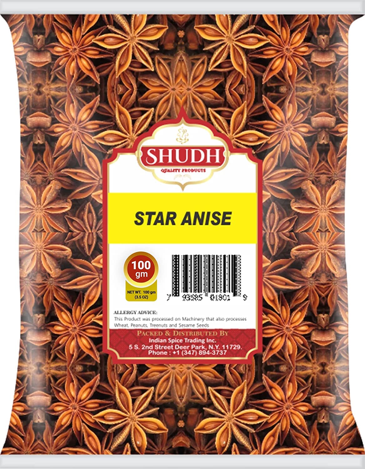 Shudh Star Anise Seeds 100 Gm(3.5Oz), Whole Chinese Star Anise Pods, Sun Dried Anise Star Spice, Anis Estrella/Badian Khatai/Ill