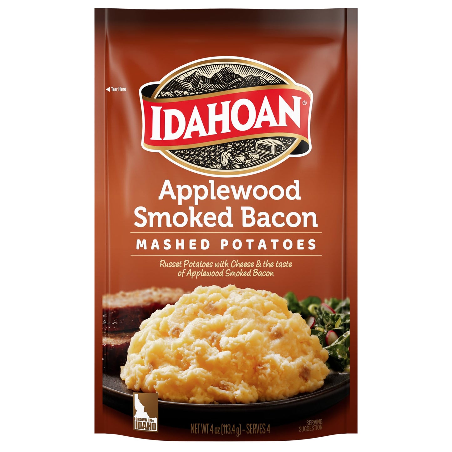 Idahoan Mashed Potatoes, Applewood Smoked Bacon, 4 oz