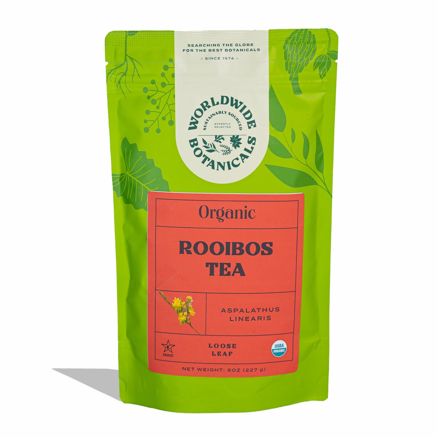Worldwide Botanicals Organic Red Rooibos Tea Loose Leaf - 8oz Resealable Bag - 100% South African Aspalathus linearis