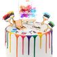 Taiyin Art Cake Decorations Paint Brush Cupcake Toppers Art Paint Cake Topper Artboard Palette Cake Topper Artist Themed Cake De