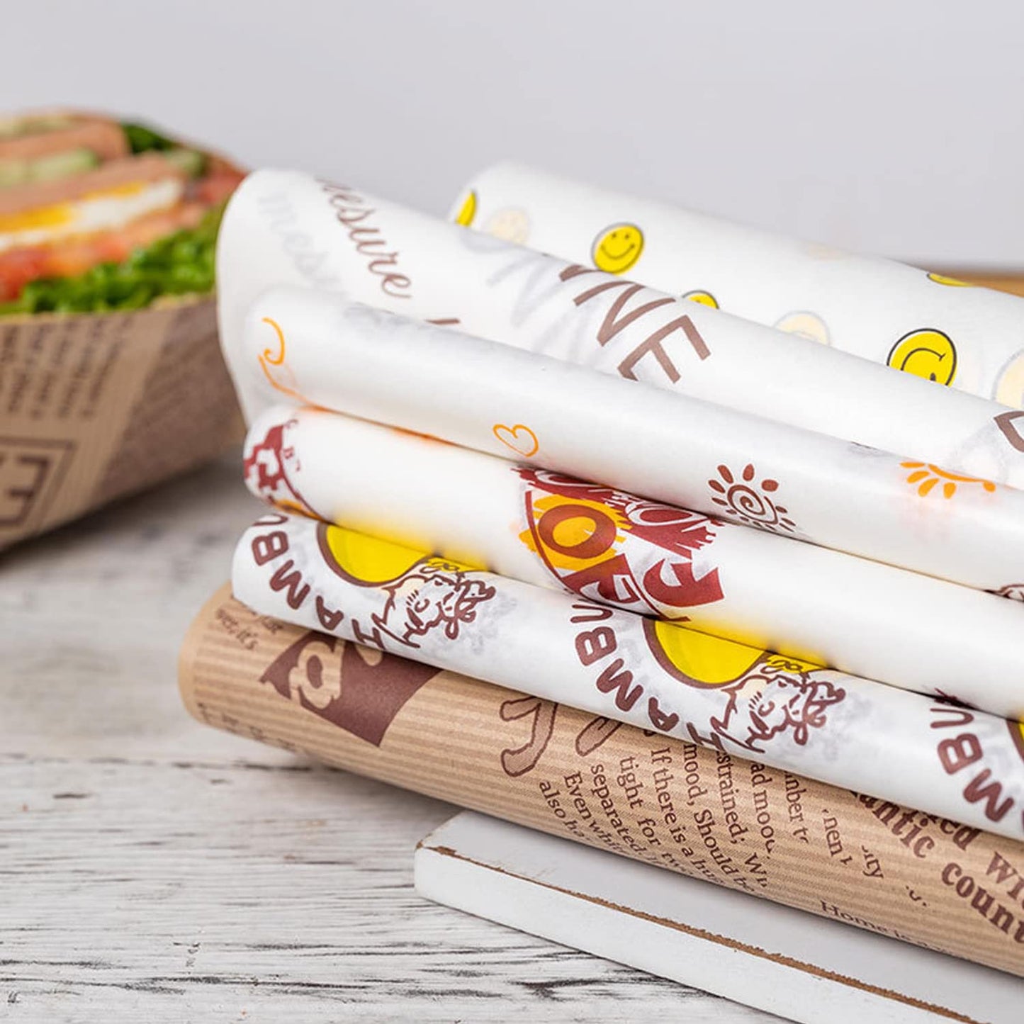 La Llareta 100 Sheets Deli Paper, 14 * 10 Inch Sandwich Wrapping Paper, Food Wrapping Paper, For Breads, French Fries, Sandwiche