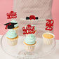 Ephlyn 36Pcs 2025 Graduation Theme Cupcake Toppers Glitter Class Of 2025 Congrats Grad Diploma Graduation Cap Cupcake Picks For