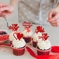 ZHUOWEISM 24 PCS Cupcake Toppers Glitter Heart XOXO Cupid Design 2 Red Bamboo Small Party Decorations