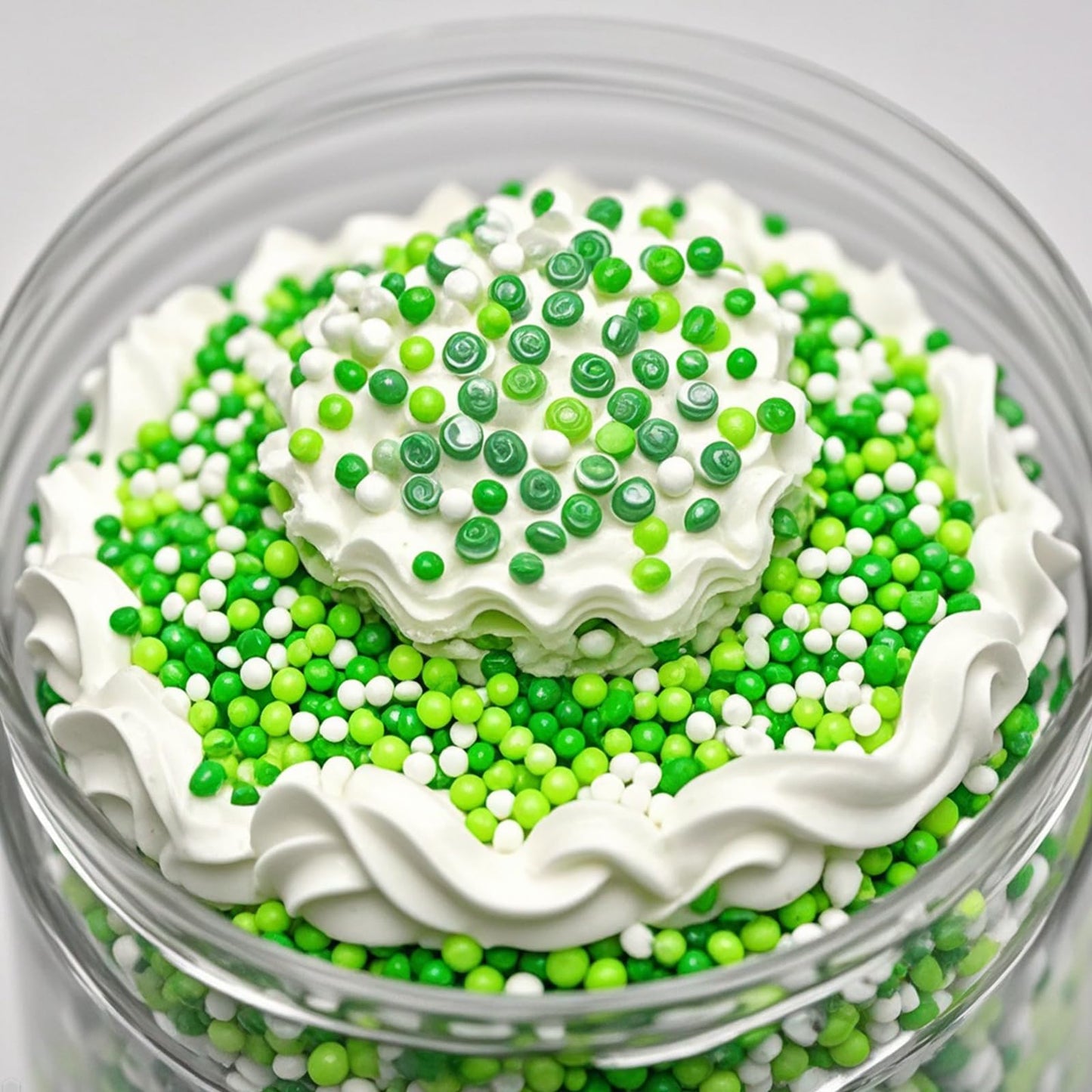 Homipooty Nonpareils Sprinkles Edible Green White Pearl Sugar 110g 2mm Mini Pearls for Cakes Cupcakes Ice Cream Decorations