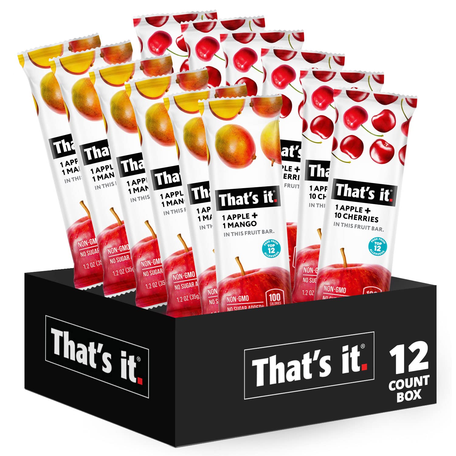 That'S It. Fruit Bars 12 Variety Pack 100% Natural Real Fruit Bar, High Fiber Vegan, Gluten Free, Paleo, Non-Gmo No Sugar Added 